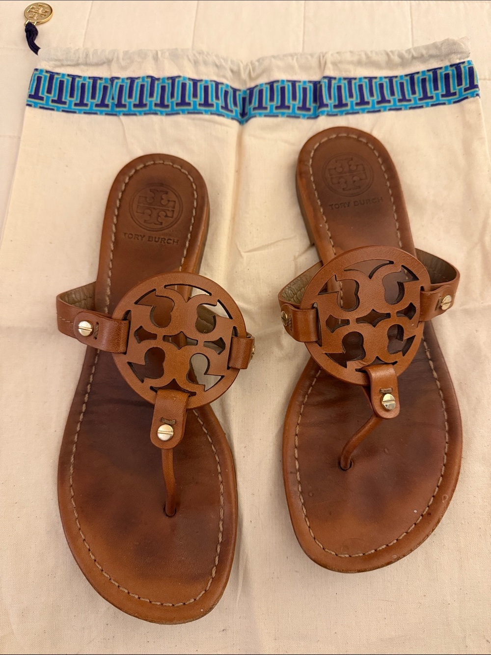 Tory Burch Miller Sandals - Cognac